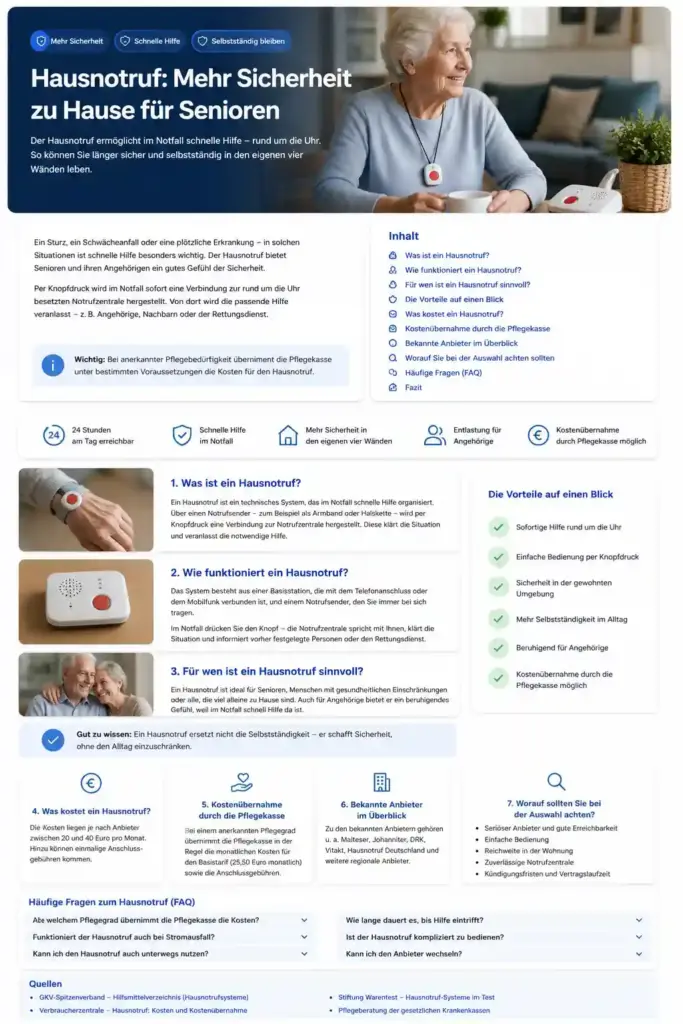 Seniorin mit Hausnotrufsystem für mehr Sicherheit zuhause.