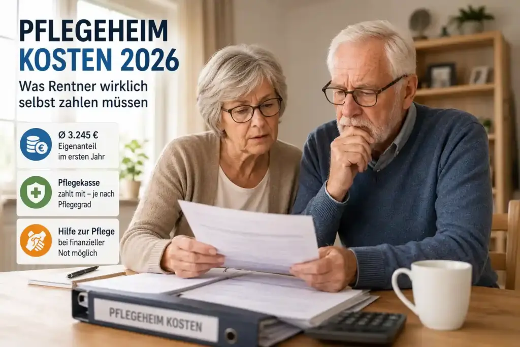 Älteres Paar informiert sich über Pflegeheim Kosten und Finanzierung