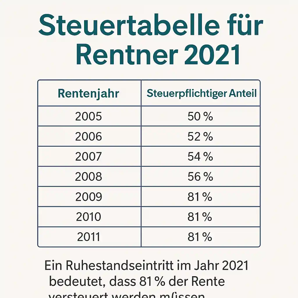 Steuertabelle für Rentner 2021 mit steuerpflichtigem Anteil der Rente